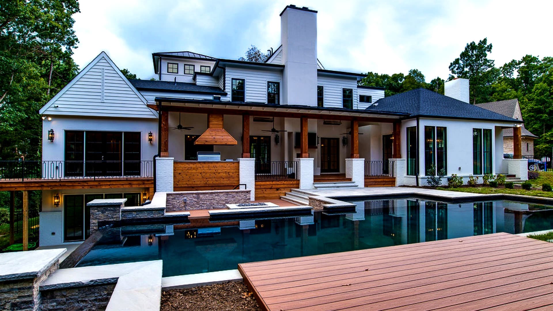 Luxury pool aerial view